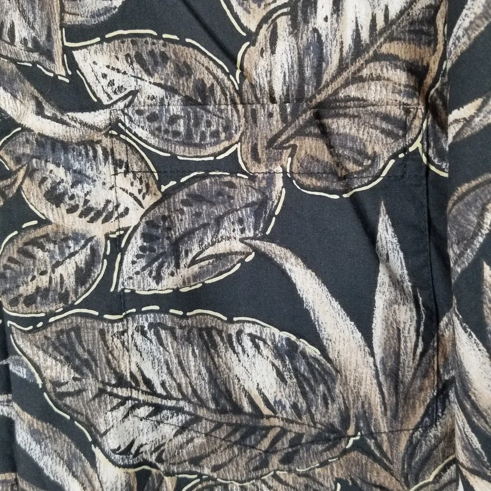Tori Richard Honolulu Polo Shirt Men's Large 100% Cotton Lawn Brown Leaf‎ VTG